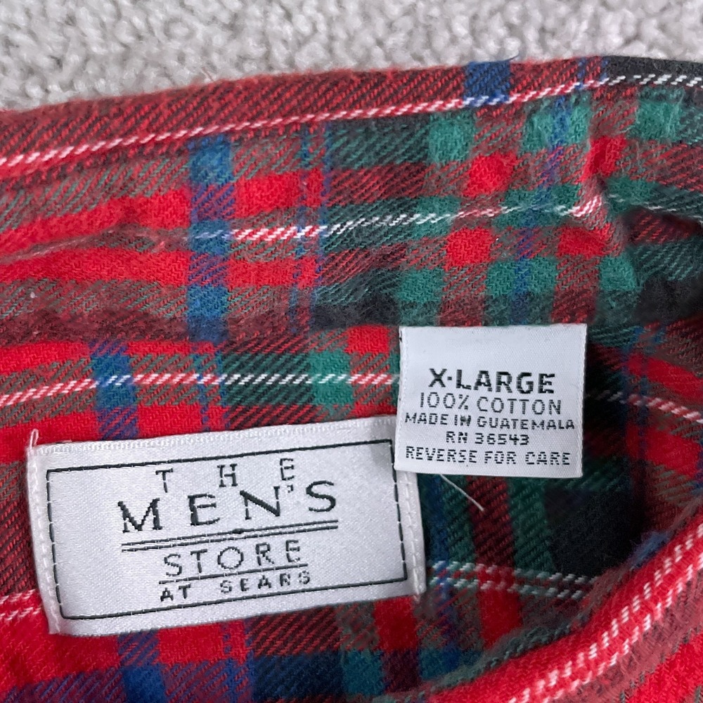 Vintage Sears Shirt Mens XL Red Plaid Flannel Lightweight Button Up Outdoors - Picture 5 of 11